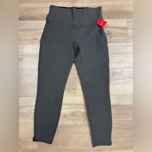 NWT SPANX Leggings Women's Large Ankle Length Ponte Charcoal Gray Side Slit